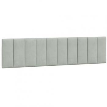 Cabecero de cama acolchado terciopelo gris claro 200 cm