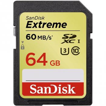 SanDisk Extreme - Tarjeta de memoria SecureDigital de 64 GB, negro