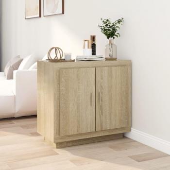 Aparador de madera contrachapada 80x40x75 cm en color roble Sonoma, mueble de almacenaje moderno para salón, buffet y armario auxiliar