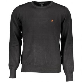 U.S. Polo Assn. Grand Polo Black Nylon Sweater - XXL, Round-neck Knitwear, Male, Black, Size: 2XL Elegant Embroidered Long Sleeve Shirt