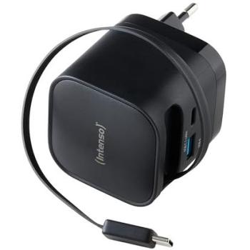 Cargador de Pared Intenso 65W GaN USB-C/USB-A con Carga Rápida 4.0 Negro