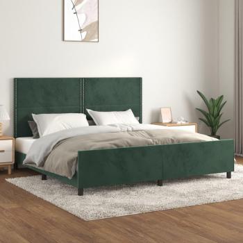 Cama solar sin colchón verde oscuro 200x200 cm en terciopelo