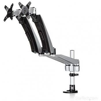 StarTech.com Desk Mount Dual Monitor Arm - Articulating - Supports VESA Monitors 12'' to 30'' - Adjustable - Grommet / Desk Mount - Premium - Silver
