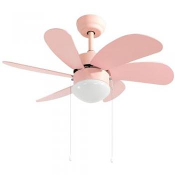 Ventilador de techo Larde 2xE27 Ø82 6 aspas DC Rosa