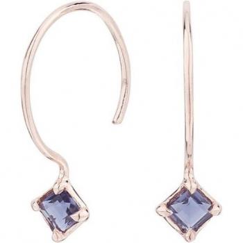 Pendientes Aryaman Itemporality - Elegantes pendientes de gancho con baño de oro rosa, plata y iolita