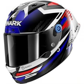Casco Integral Shark Aeron GP FIM Racing Carbon Azul Rojo M