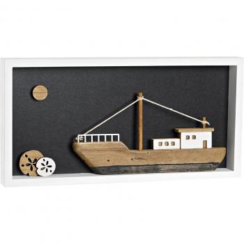 Figura Decorativa DKD Home Decor Barco Blanco Marrón 40 x 3,5 x 20 cm