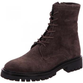 BOTA DE MUJER CON CORDONES ALPE MILITARE 2610 GRIS - Botas de mujer de piel baby silk, suela antideslizante, cierre de cremallera, color gris, talla 38 EU