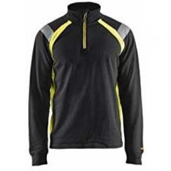Blaklader High Visibility Trucker Collar Sweatshirt Black/Fluorescent Yellow Size XS