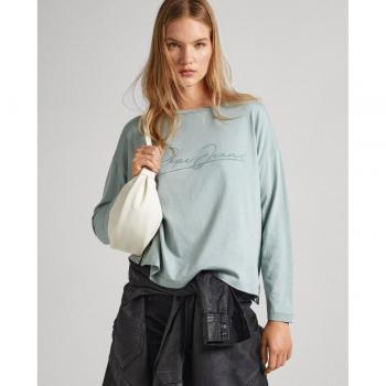 Camiseta de mujer Pepe Jeans Hope verde con logo frontal