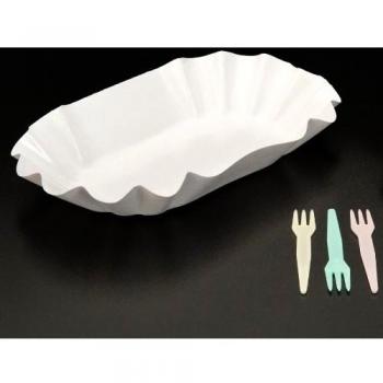 García de Pou 140.47 Bandejas Ovales Plastificadas, 22 x 14 x 4 cm, Set de 50, Blanco