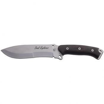 Cuchillo de Supervivencia DUAL EXPLORER J&V con mango Micarta Yute Bisón | 17.5 Cms | Funda de Piel Multiposición