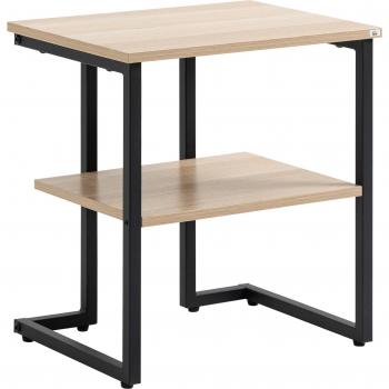 Mesa Auxiliar con Estante Estilo Moderno 45x35x48 cm Natural