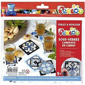 Kit Creativo de Perlas Hama para Crear Posavasos de Azulejos de Cemento - Perlou