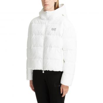 Emporio Armani EA7 Hooded Zip-Up Down Jacket White Female Size S