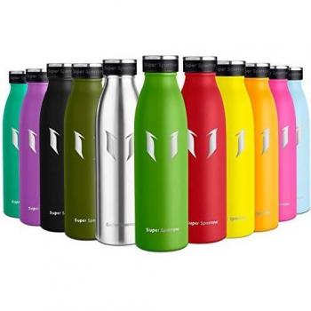 Super Sparrow Botella de Agua Acero Inoxidable- 350ml - sin BPA - islamiento de Vacío de Doble Pared, Botellas Frío/Caliente, Reutilizable para Niños, Colegio, Sport, Gimnasio, Bicicleta