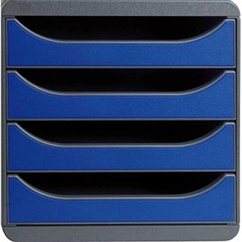 Exacompta 310703D - Módulo individual para documentos A4 + con 4 cajones, ultra-rígido y con stop de seguridad - 347x278x267 mm - BIG-BOX - Negro/Azul oscuro