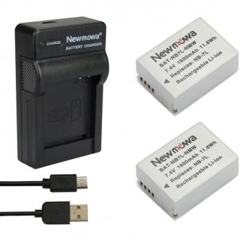 Newmowa NB-7L Batería (2-Pack) y Kit Cargador Micro USB portátil para Canon Powershot SX30 IS, G12, G11, G10