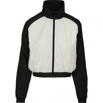 Urban Classics Women's Short Crinkle Batwing Raglan Jacket Black/White