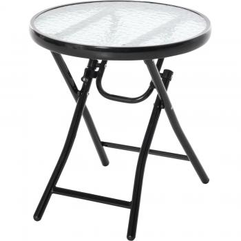 Mesa Redonda Plegable Outsunny con Borde de Metal Ø45x50cm Negro