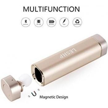 LESHP Mini Auricular Bluetooth 4.1 Inalámbrico con Micrófono + Batería Externa 2 en 1