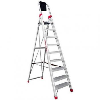 Faraone - Escalera de Aluminio - Escalera de Tijera DOMUS09 - 277 x 63 x 15 cm - Escalera 9 Peldaños - Máxima Seguridad - Fácil Transporte - Peldaños Anchos y Cómodos