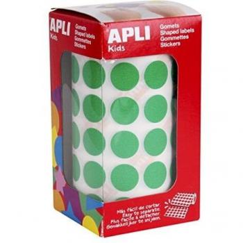 APLI Kids - Rollo de gomets redondos 15,0 mm, color verde