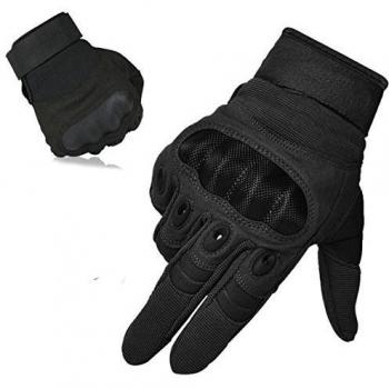 Adogo 1 resistente al desgaste dedo completo Guantes de trabajo duro nudillos de protección de espuma para Ciclismo Escalada Caza Exterior, color Negro - Black Fullfinger, tamaño mediano