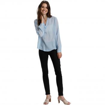 KAFFE Tilly Women's Blouse - Blue/Chalk Fan Print, Size 2XL