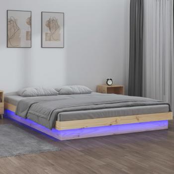 Cama LED de madera maciza 120x200 cm