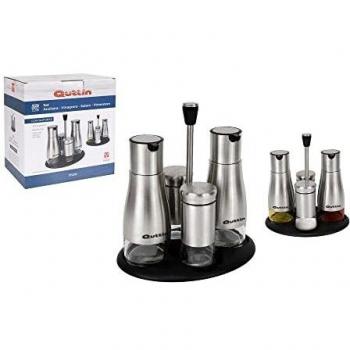 SET4 DISPENSADORES INOX CON SOPORTE QUTTIN