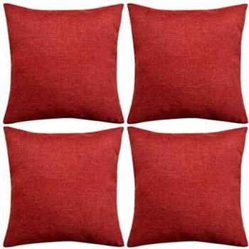 vidaXL Fundas de cojín 4 uds aspecto de lino burdeos 50x50 cm