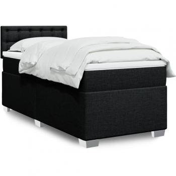 Cama box spring con colchón de tela negro 80x200 cm
