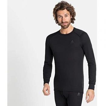 ODLO Mens BL TOP Crew Neck l/s Active Warm ECO, Black, XXL