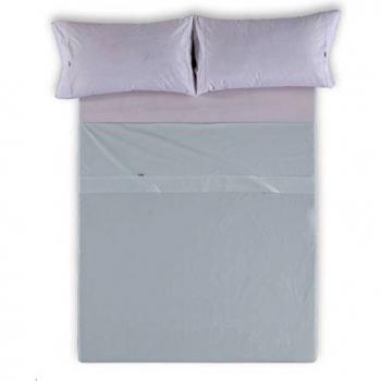 ESTELIA - Sábana encimera Combi Liso 200 Hilos algodón Peinado, Color Perla - Cama de 90 cm. - 100% Algodón - 200 Hilos