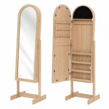 Espejo Joyero Cristina de XOCOTŌ® - Armario para Joyas Bloqueable, Espejo de Longitud Completa, Superficie Blanca y Forro Negro, Montaje Sencillo, Ideal