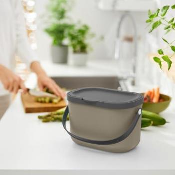 Contenedor de residuos biológicos 3,2L Albula Cappuccino de plástico reciclado con sistema de separación