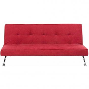 Sofá Cama Rojo 3 Plazas Tapizado Acolchado con Mecanismo Click Clack y Patas de Metal