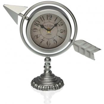 Reloj de Mesa Versa Plateado Flecha completa Metal 23 x 16 x 8 cm