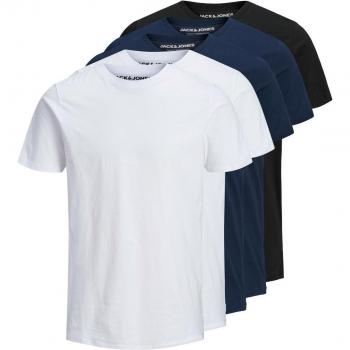 Camisetas Jack & Jones Hombre, paquete de 5 - JJEORGANIC BASIC TEE O-NECK, manga corta, algodón orgánico