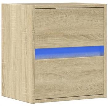 Mueble de TV de pared con luces LED Roble Sonoma 41x31x45 cm