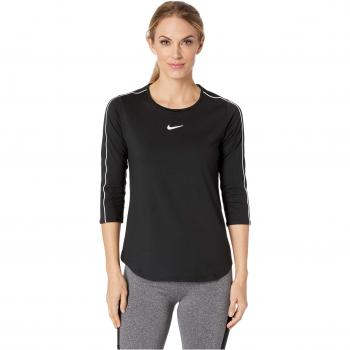 Nike W Nkct Top 3qt Camiseta, Mujer, Black White, XL