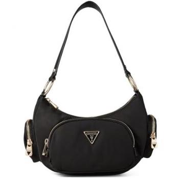 Bolso de hombro Guess Eco Gemma negro con asa para mujer, poliéster, tamaño único