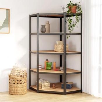 vidaXL 5-Layer Corner Shelf Anthracite Steel & Engineered Wood