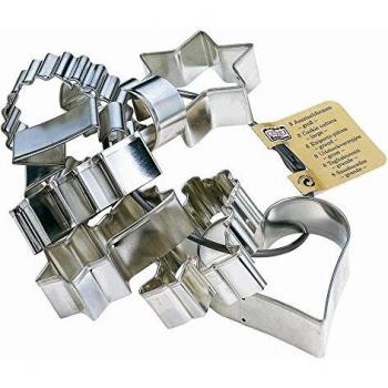 Kaiser Cookie Cutters Juego 8 moldes medianos con Motivos navideños, Acero Inoxidable, Grande