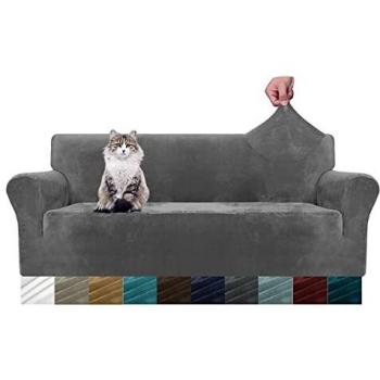 MAXIJIN Fundas de sofá de Terciopelo Grueso, 3 plazas, Antideslizante, elástico, para Perros, Gato, 3 Pieza, Protector elástico para Muebles, Fundas de Felpa para sofá