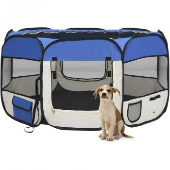 vidaXL Foldable Dog Playpen with Carrying Bag Blue 125x125x61 cm