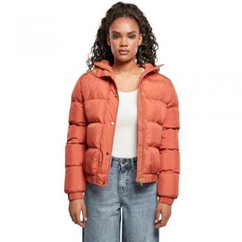 Urban Classics Women's Hooded Puffer Jacket - Red Earth, Size S