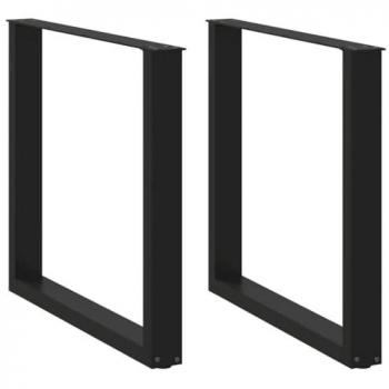 U-Shaped Steel Coffee Table Legs - Black, 2 pcs, 80x(72-73) cm with Adjustable Levelers