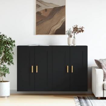 Armario de pared de madera negra multicapa (2 unidades)